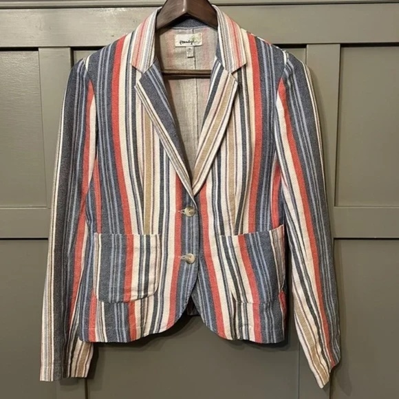 Anthropologie Porridge Multicolor Striped Cotton Blazer Jacket Size Medium - Picture 4 of 12